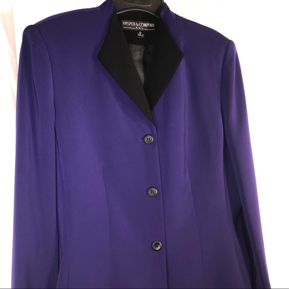 Vintage Kasper Purple and Black Blazer, Size 12 - Picture 2 of 8